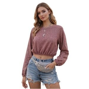 Saints and Hearts Metallic Glitter Crop Blouse Small Party Festival Top